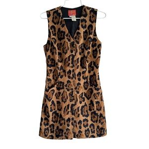 Jungle Kenzo Vintage Leopard Button Up Dress Size XS Made in France